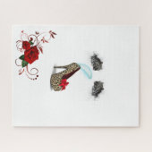 Puzzles Leopard Roos Floral Legpuzzel (Horizontaal)