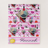Puzzles Makeup roze & White Stripe Legpuzzel (Verticaal)
