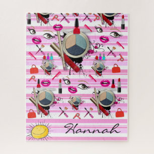 Puzzles Makeup roze & White Stripe Legpuzzel