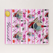 Puzzles Makeup roze & White Stripe Legpuzzel (Horizontaal)