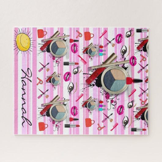 Puzzles Makeup roze & White Stripe Legpuzzel (Horizontaal)