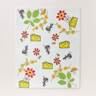 Puzzles Mouse Cheese Floral Legpuzzel