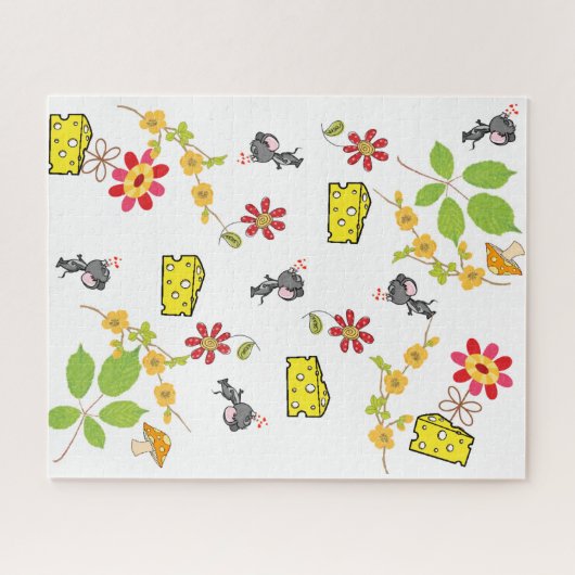 Puzzles Mouse Cheese Floral Legpuzzel (Horizontaal)
