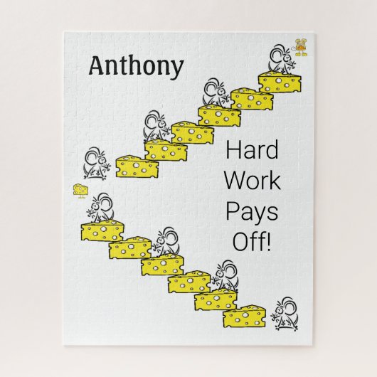 Puzzles Mouse Cheese Hard werken loont Legpuzzel (Verticaal)