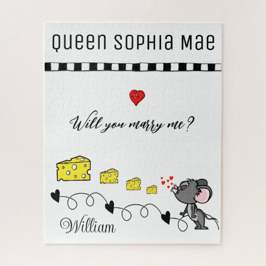 Puzzles Mouse Cheesy Hearts wil je me trouwen? Legpuzzel (Verticaal)