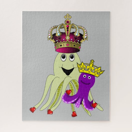 Puzzles Octopus Love Red Hearts Legpuzzel (Verticaal)