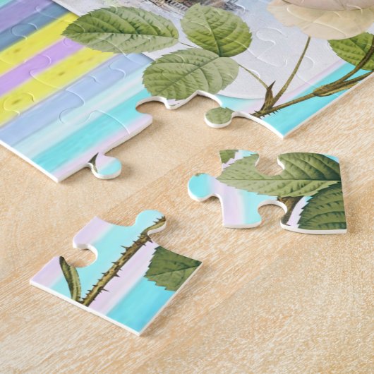 Puzzles Paris France Floral Stripe Legpuzzel (Zijkant)