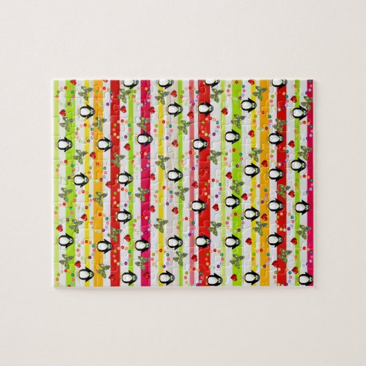 Puzzles Penguin Butterfly Red Hearts Legpuzzel (Horizontaal)