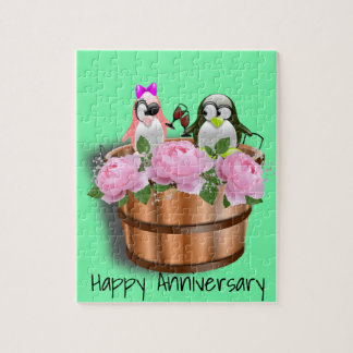 Puzzles Penguin Floral Happy Jubileum Hearts Legpuzzel