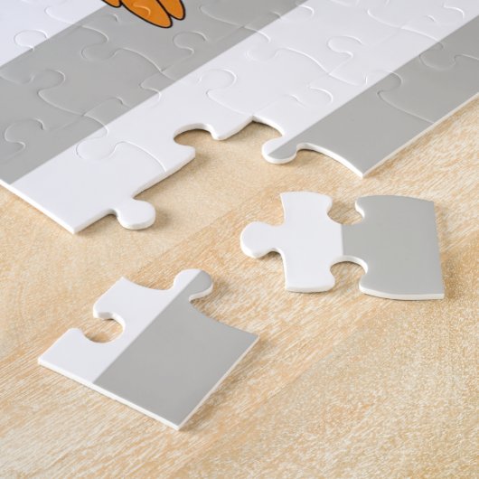 Puzzles Penguin Love Floral Grey and White Stripe Legpuzzel (Zijkant)