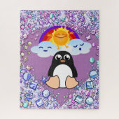 Puzzles Penguin Rainbow Harten dienste van Happy V Legpuzzel (Verticaal)