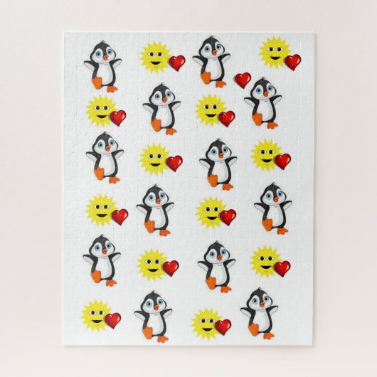 Puzzles Penguin Sun Red Hartelijk hart Happy Valen Legpuzzel (Verticaal)