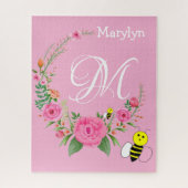 Puzzles Pink Floral Bumblebee Monogram Legpuzzel (Verticaal)
