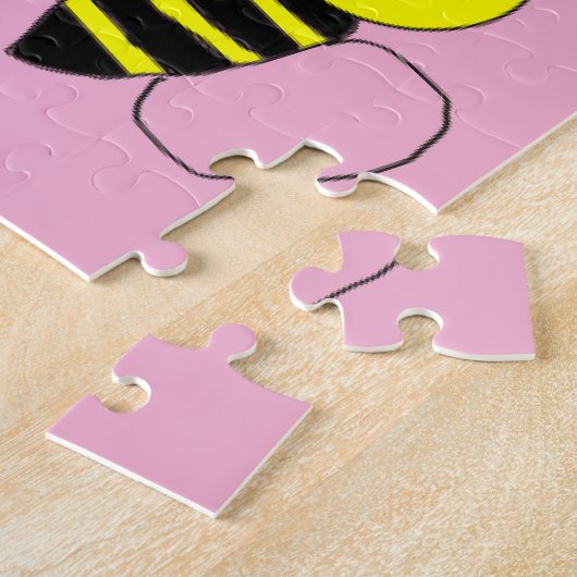 Puzzles Pink Floral Bumblebee Monogram Legpuzzel (Zijkant)