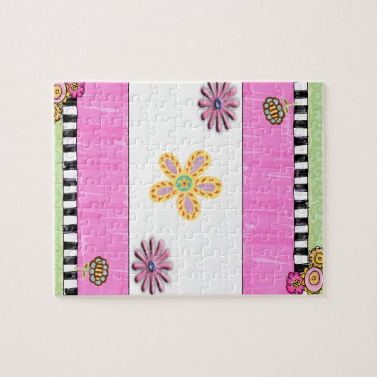 Puzzles Pink Floral Flowers Legpuzzel (Horizontaal)