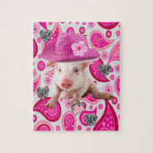 Puzzles Pink Paisley Silver Hearts Legpuzzel (Verticaal)