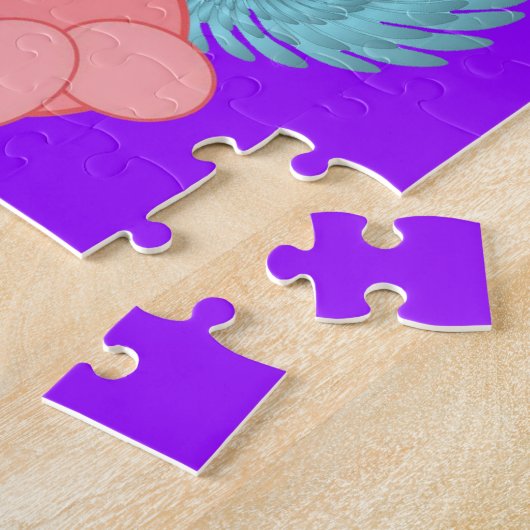 Puzzles Pink Rabbit Rainbow Sun Clouds Legpuzzel (Zijkant)