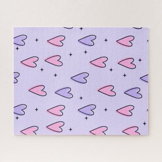 Puzzles Purple Pink Hearts Happy Valentine's Day  Legpuzzel (Horizontaal)