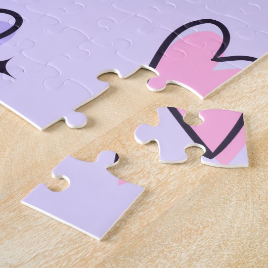 Puzzles Purple Pink Hearts Happy Valentine's Day  Legpuzzel (Zijkant)