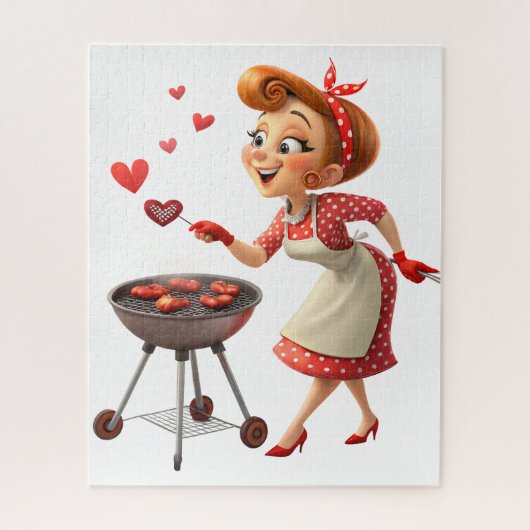 Puzzles Red Hearts Happy Valentine's Day Cooking  Legpuzzel (Verticaal)