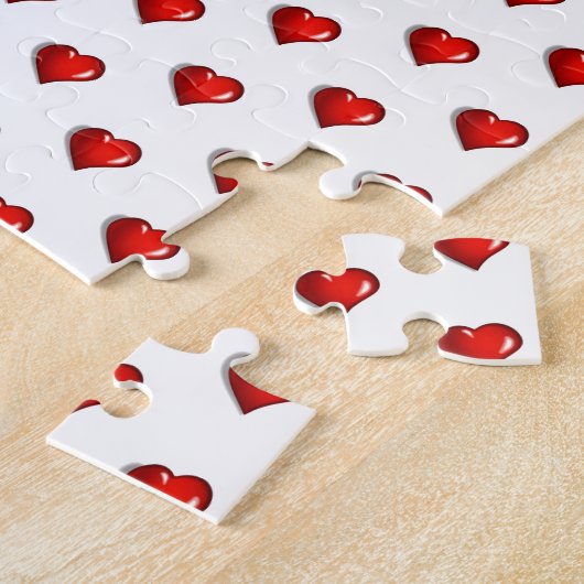 Puzzles Red Hearts Happy Valentine's Day  Legpuzzel (Zijkant)