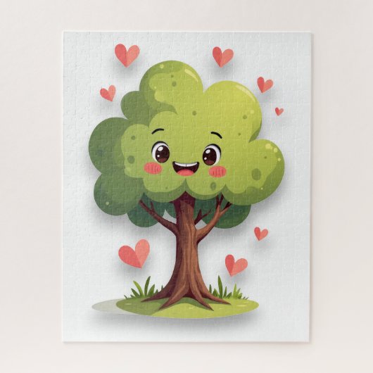 Puzzles Red Hearts Happy Valentine's Day Tree Legpuzzel (Verticaal)