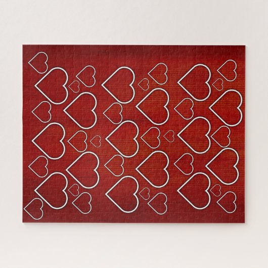 Puzzles Red White Hearts Legpuzzel (Horizontaal)