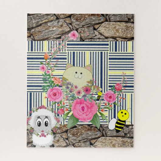 Puzzles Rock Cat Sheep Floral Bumblebee Floral Legpuzzel (Verticaal)