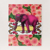 Puzzles roze olifant Floral Legpuzzel (Verticaal)
