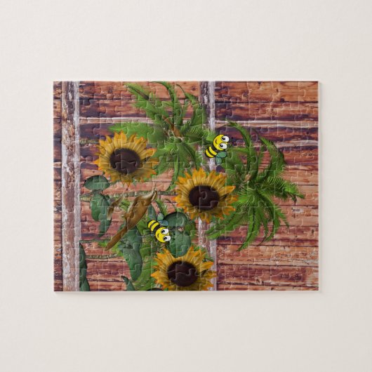 Puzzles Rustic Wood Bumblebeien Legpuzzel (Horizontaal)