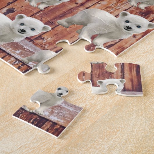 Puzzles Rustic Wood Polar Beer Legpuzzel (Zijkant)