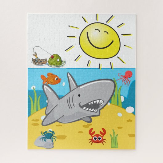 Puzzles Shark Ocean Fisherman Vist Legpuzzel (Verticaal)