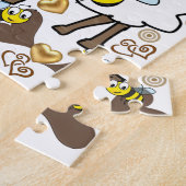 Puzzles Sheep Brown Hearts Bumblebee Legpuzzel (Zijkant)