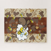 Puzzles Sheep Bumblebee Floral Brown Hearts Legpuzzel (Horizontaal)