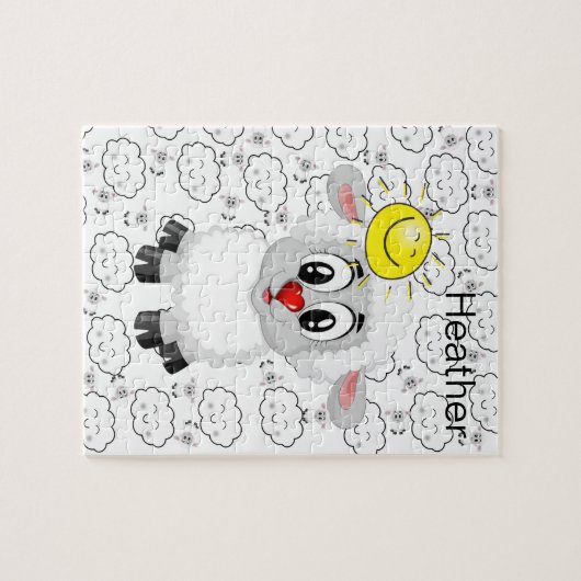 Puzzles Sheep Clouds Sun Legpuzzel (Horizontaal)