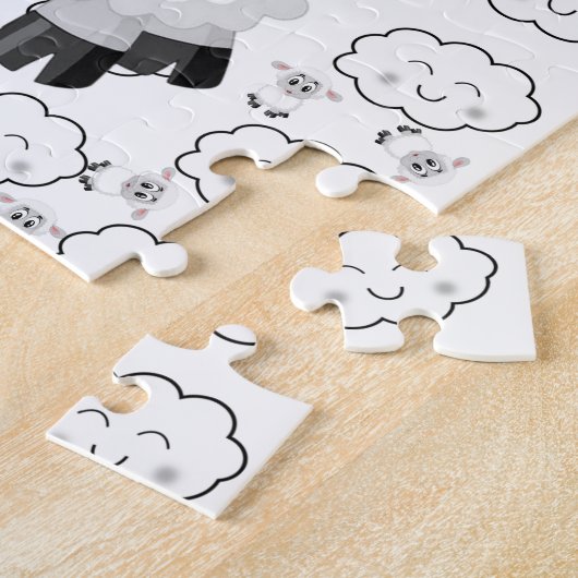 Puzzles Sheep Clouds Sun Legpuzzel (Zijkant)