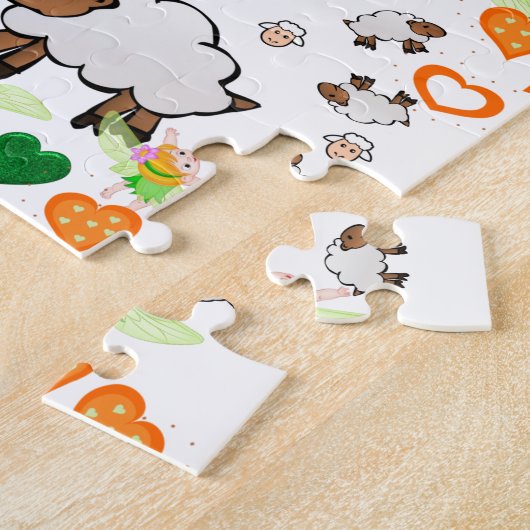 Puzzles Sheep Oranje Hearts Fairy Legpuzzel (Zijkant)