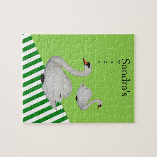 Puzzles Swans Green Stripe Legpuzzel (Horizontaal)