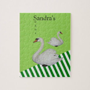 Puzzles Swans Green Stripe Legpuzzel
