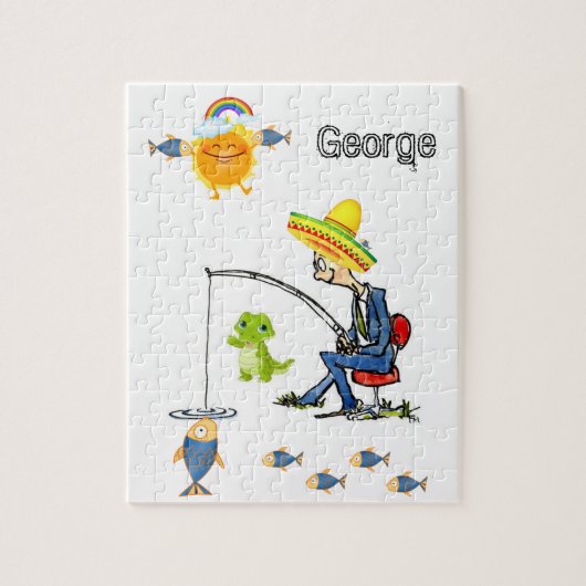 Puzzles Vist alligator Fish Fisherman Rainbow Legpuzzel (Verticaal)