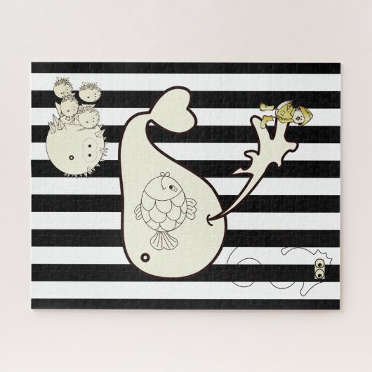 Puzzles Whales Black & White Stripes Legpuzzel (Horizontaal)