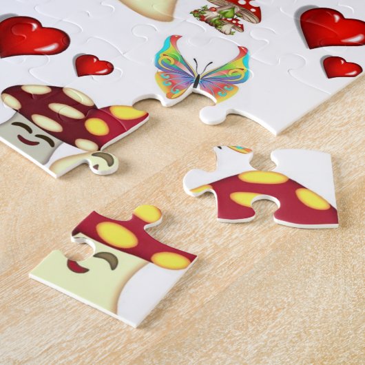 Puzzles White Angel Mushrooms Butterfly Legpuzzel (Zijkant)