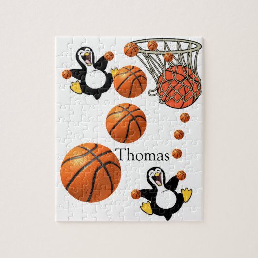 Puzzles White en Black Penguin Basketball Court Legpuzzel (Verticaal)