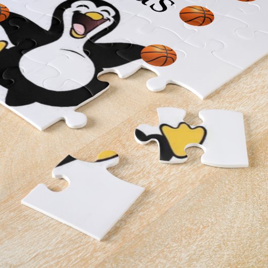 Puzzles White en Black Penguin Basketball Court Legpuzzel (Zijkant)