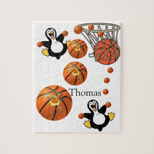 Puzzles White en Black Penguin Basketball Court Legpuzzel (Verticaal)