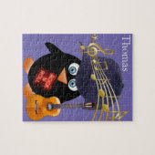 Puzzles White en Black Penguin Guitar Rock n Roll Legpuzzel (Horizontaal)