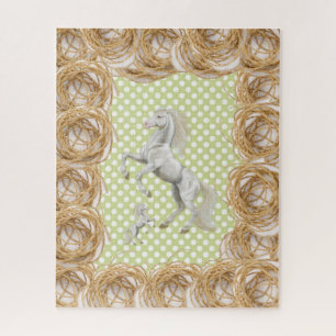 Puzzles White Horse Polk a stit Green Rope Legpuzzel