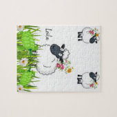 Puzzles White Sheep Floral GreenTurtles Legpuzzel (Horizontaal)