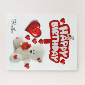 Puzzles White Teddy Bear Happy Birthday Legpuzzel (Horizontaal)