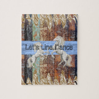 Puzzles Wood White Horse Let's Line Dance Legpuzzel
